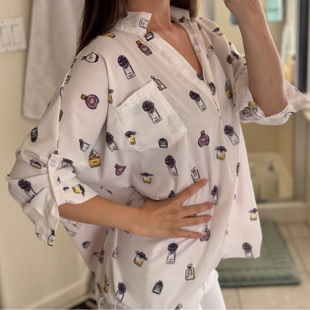 Printed Women's Top - Perfume Bottles